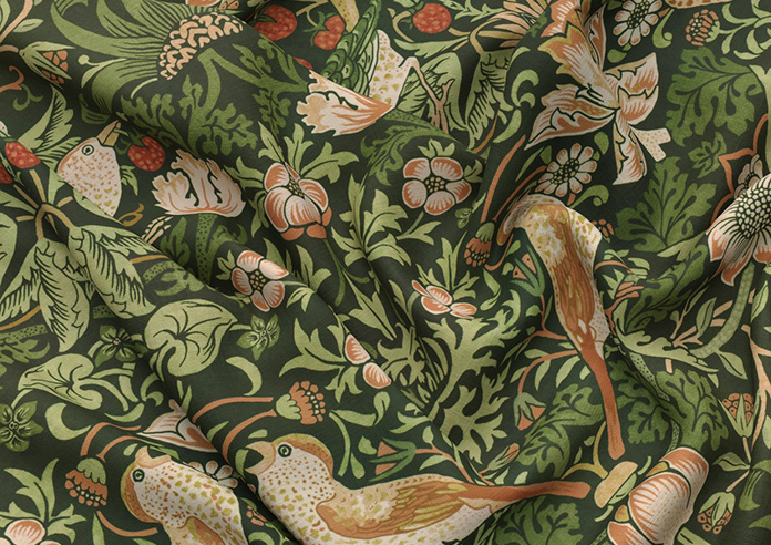 William Morris At Home Strawberry Thief, Nettle - Twist&Fit Roman Blind - Image 4